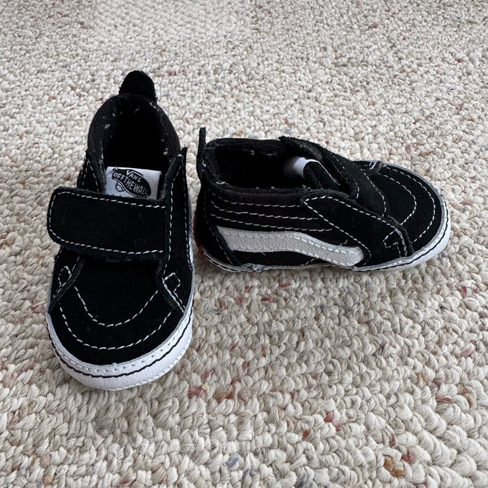 Vans Black and White Toddler Slip-On Skate Shoes